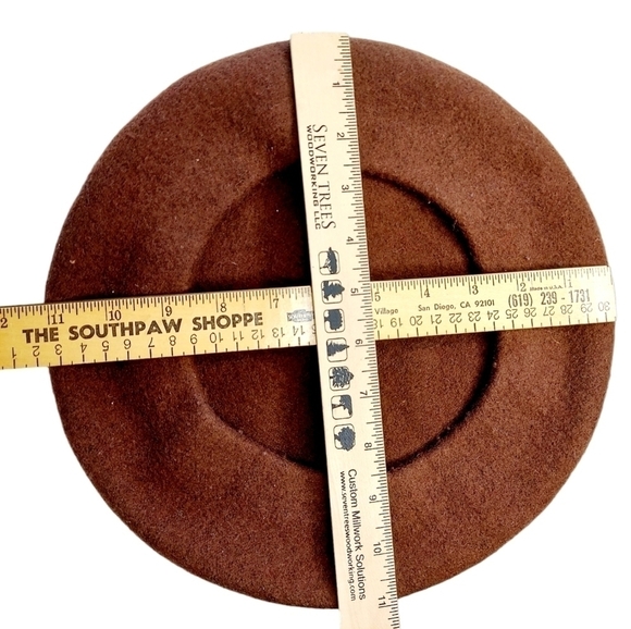 Vintage Wool Beret Chocolate Coco Brown Beanie Cap Hat Preppy Hipster - Picture 2 of 6